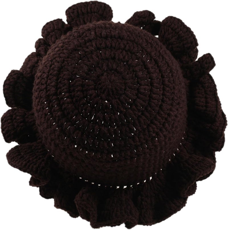 Ahouws Crochet Bucket Hat Women Trendy Knit Floppy Cap Cute Boho Handmade Beanies Outdoor Boho Travel Fishing Hat - Image 3